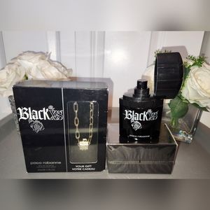 Black XS EDT for Men by Paco Rabanne with Bonus Silvertone Chain & Pendant/Ring